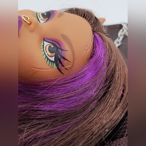 Clawdeen Wolf Monster High Doll Head Corset Belt Brown Silver Chains Gold Charms - Picture 11 of 11